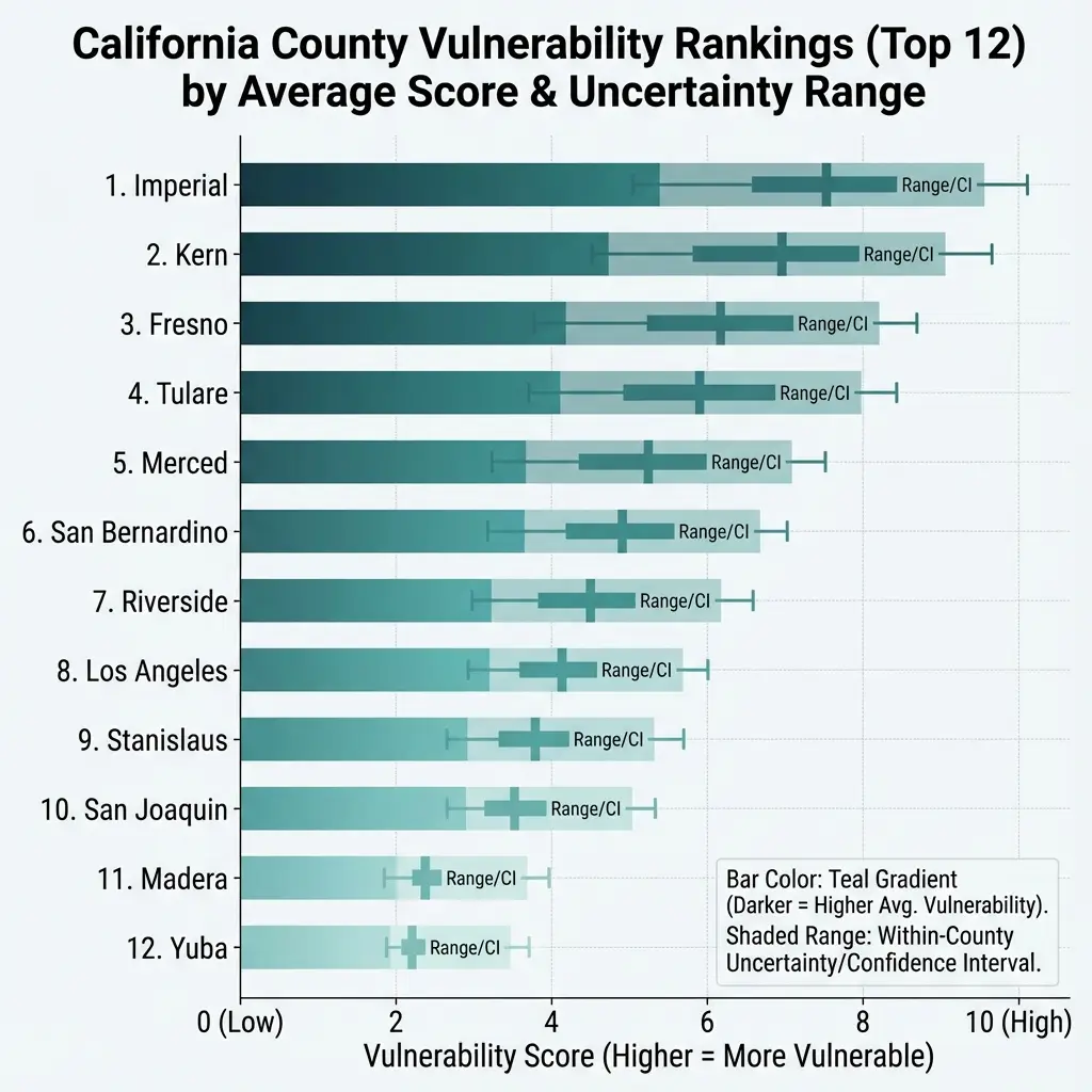 California Counties Ranked by Mean Food Security Vulnerability Index