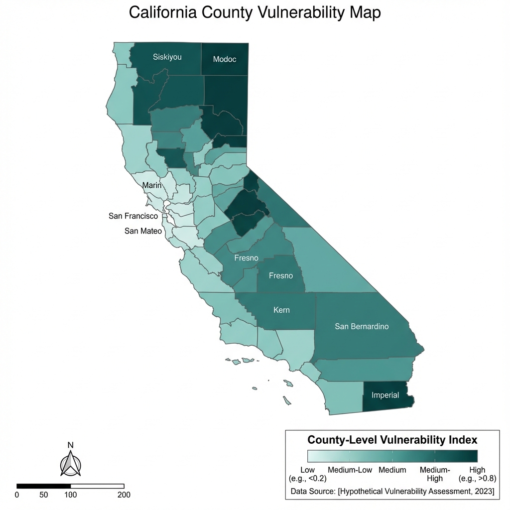 Mean Food Security Vulnerability Index Across California Counties