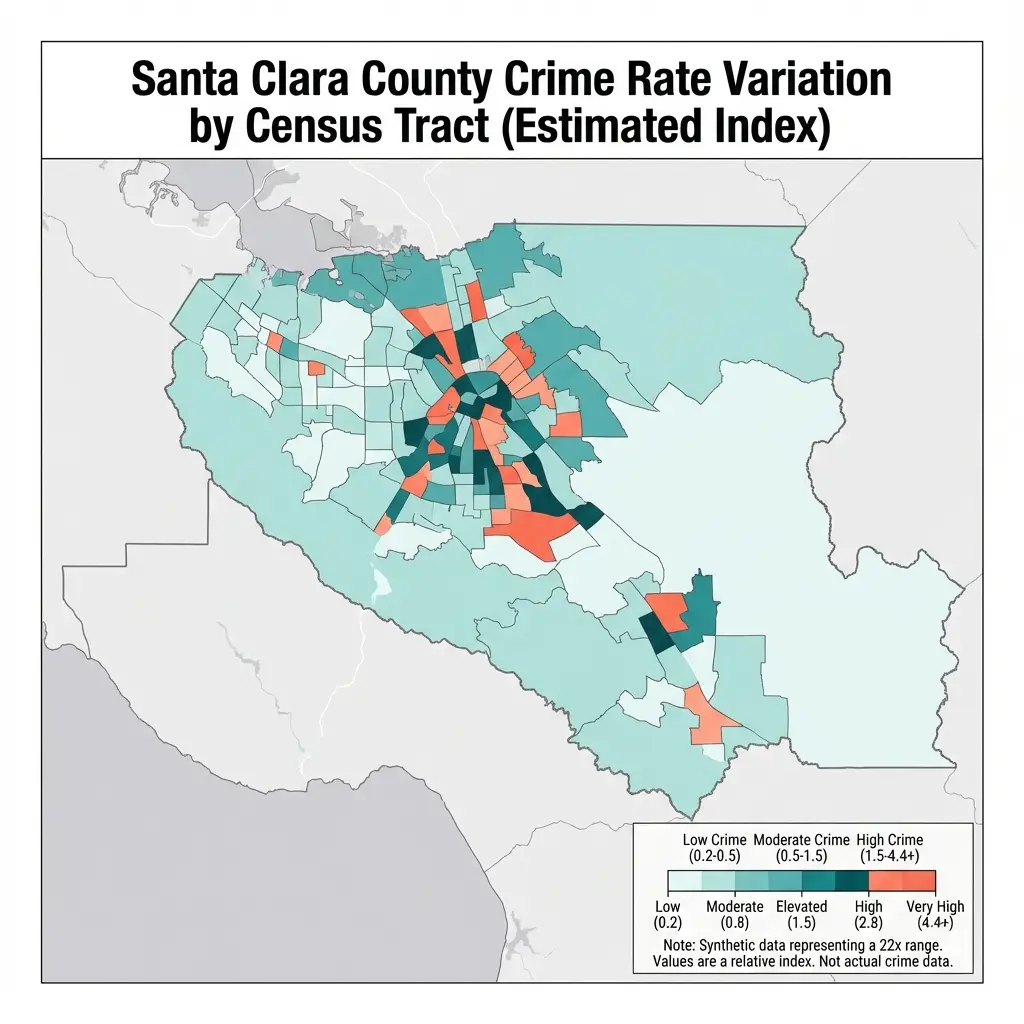 Crime rates vary 22-fold within Santa Clara County