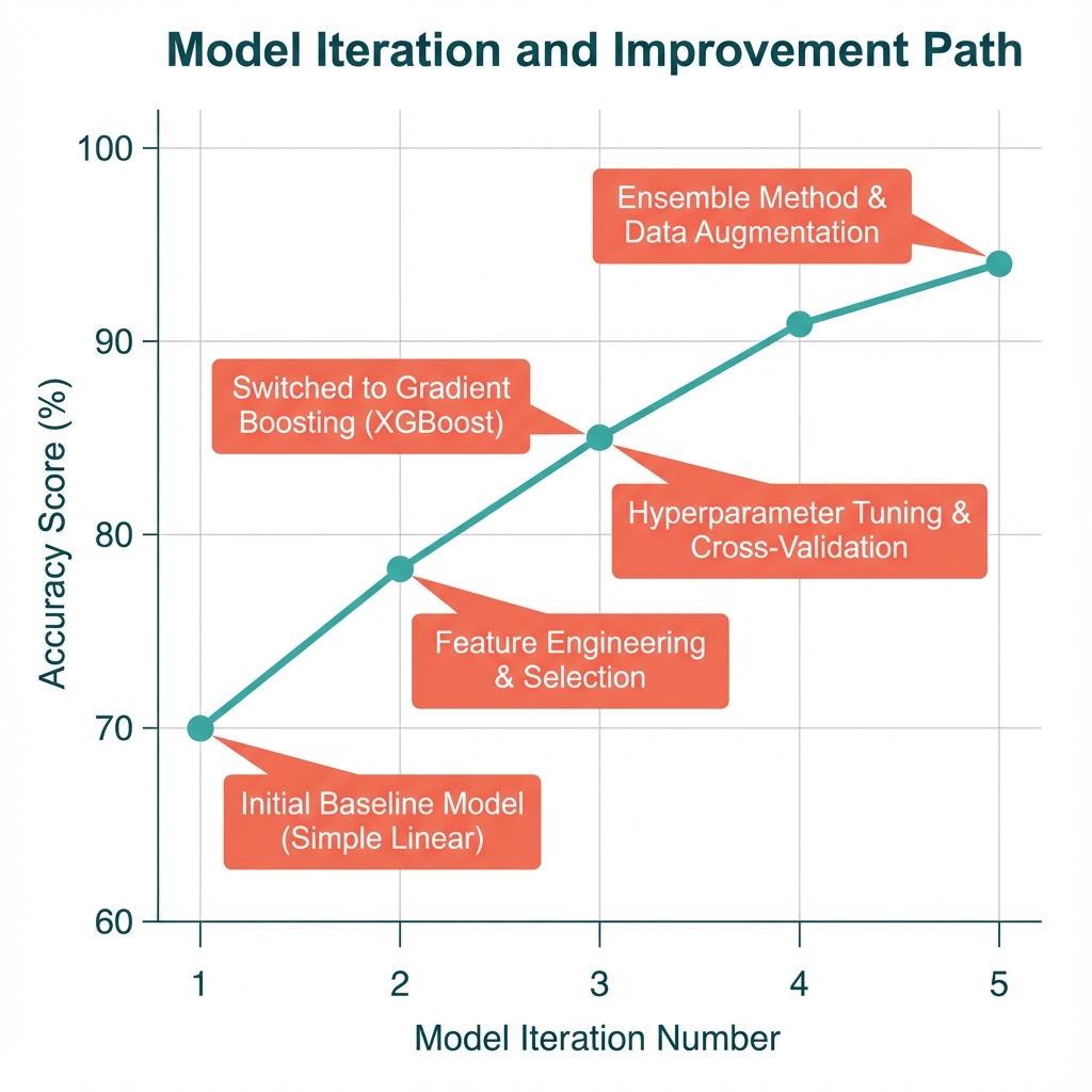 Model iteration progress from 78% to 94% accuracy