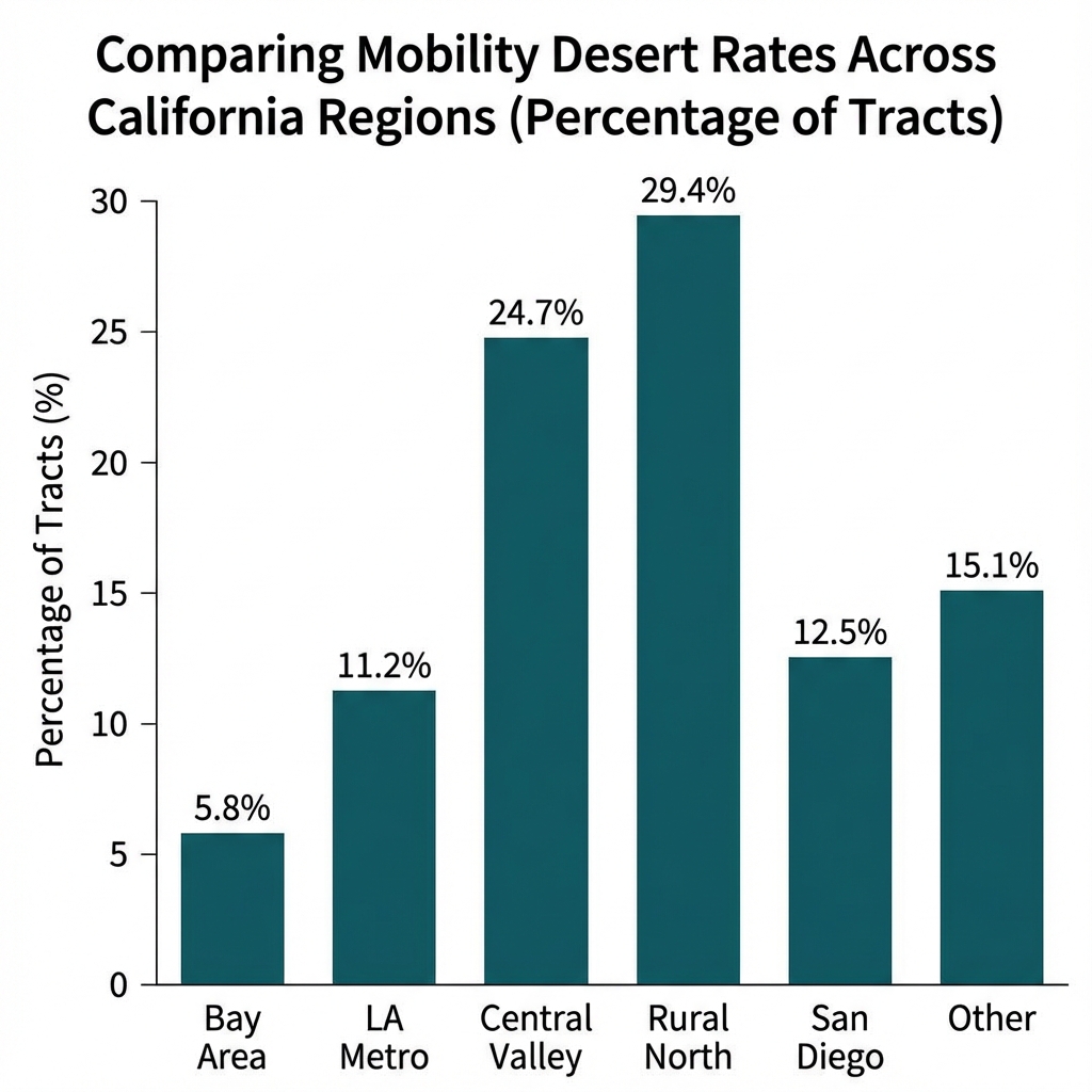 Count of Mobility Desert Census Tracts by California Metropolitan Region